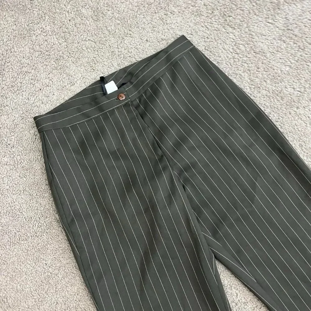 American Vintage Dark Green Pinstripe Trousers - Picture 2 of 8